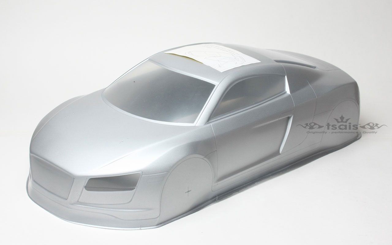 Tsais Audi R8 Body, Clear, 200mm (Decal & Window Mask Included) - Click Image to Close