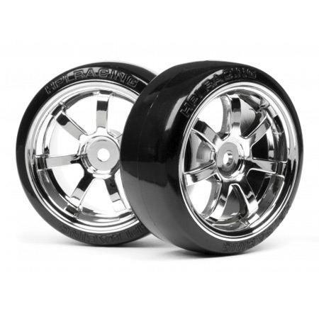T-Drift Tire 26mm w/Rays 57S-Pro Chrome Wheel (2)
