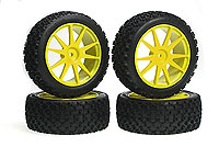 X-Pattern Tire With Wheel(Yellow/Mini Inferno) 4pcs