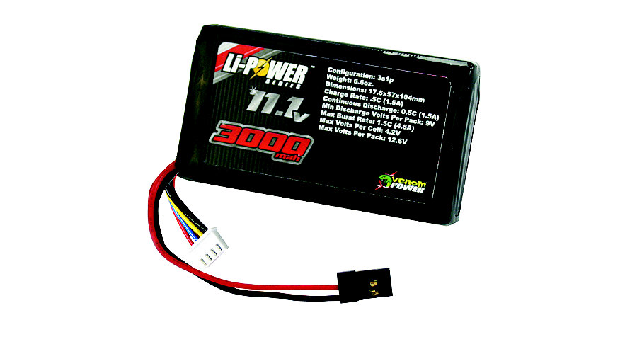 11.1V 3000mAh LiPo Transmitter Pack: M11, MX3